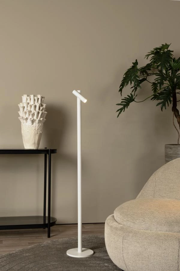 Lucide ANTRIM - Rechargeable Floor reading lamp Indoor/Outdoor - Battery pack - LED Dim. - 1x2,2W 2700K - IP54 - With wireless charging pad - White - atmosphere 1